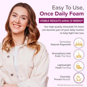 Minoxidil for Women 5% Foam - Helps Restore Top of Scalp Hair Loss & Hair Growth, Regrowth with Unscented Topical Treatment for Thinning Hair (5% Minoxidil Foam for Women, 4-Month Supply