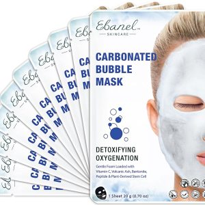 Ebanel 10-Pack Carbonated Bubble Clay Mask, Deep Cleansing Face Mask | Infused with Volcanic Ash, Bentonite Clay, Niacinamide, Collagen, Peptide, Vitamin C, Hyaluronic Acid