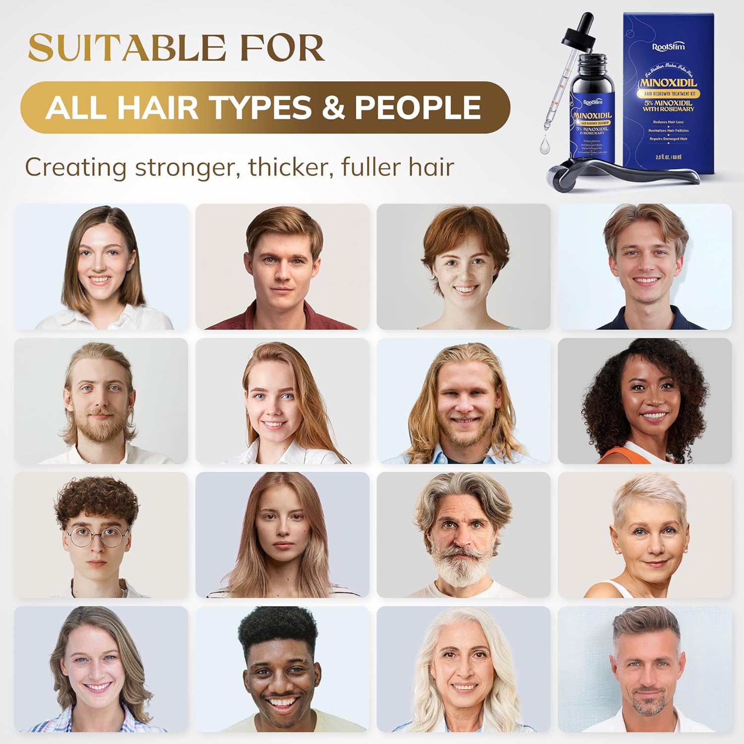 5% Minoxidil Hair Growth Serum for Men Women, with Rosemary &Biotin, Hair Loss Treatment Extract Support Thicker Fuller Healthier Hair Texture - 2 Fl Oz - Image 2
