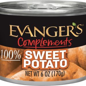 Evanger's Complements Sweet Potato for Dogs & Cats – 24 Pack of 6 oz Cans – 100% Single-Ingredient Puree – Grain-Free, Gluten-Free, Ideal for Digestive Health