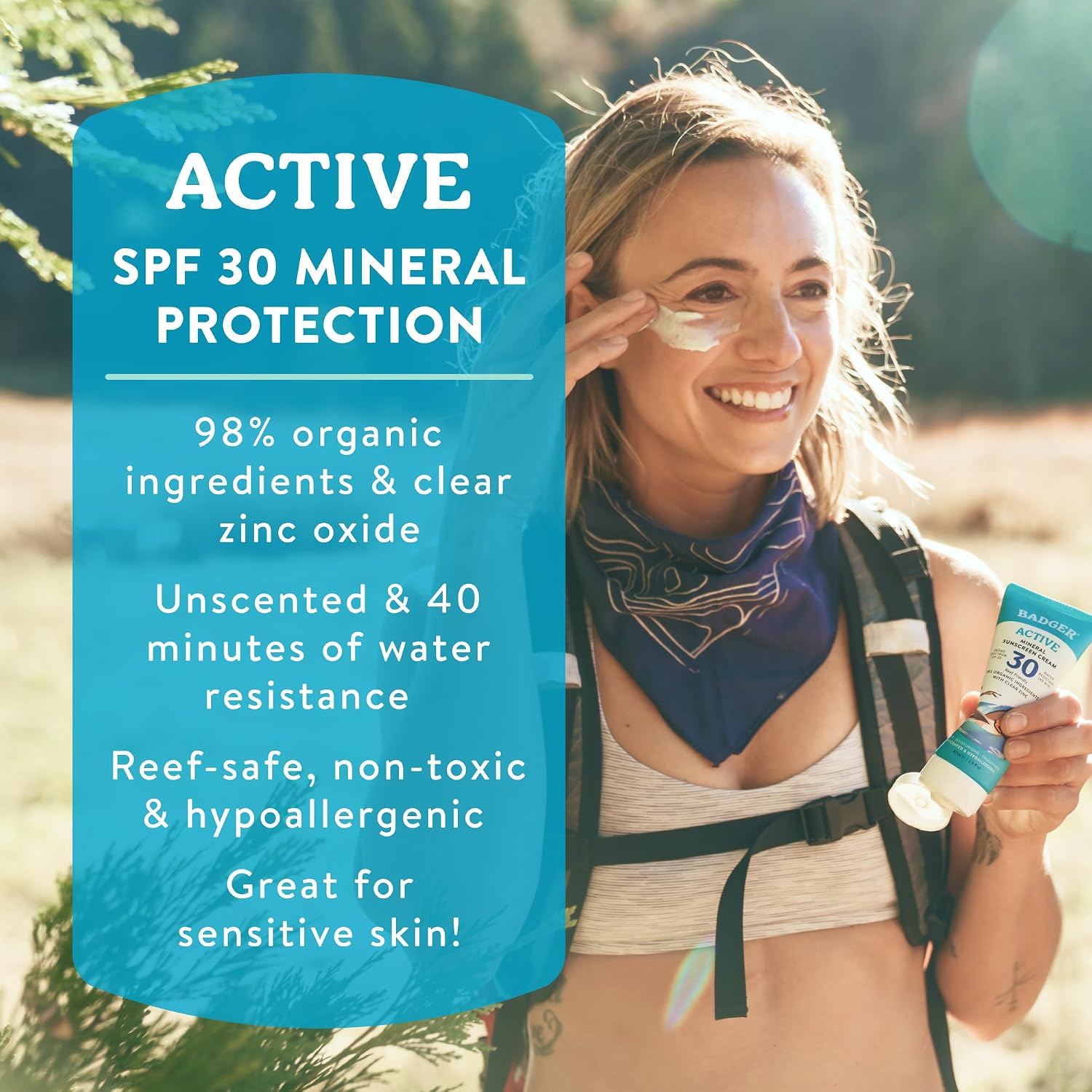 Badger Mineral Sunscreen Combo, SPF 30 Cream & SPF 35 Face Stick, Organic Ingredient with Mineral Zinc Oxide, Unscented Reef Safe Sunscreen Set, Broad Spectrum, Water Resistant, 2-Count - Image 3