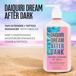 Brown Sugar Daiquiri Dream After Dark Tan Extender & Tattoo Enhancer, Mango Butter Carrot Oil & Hibiscus with Tigergrass & Ocean Botanicals, 18 Fl Oz