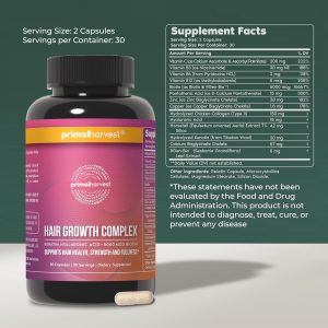 Primal Harvest Hair Growth Vitamins, Hair Growth for Women & Men - 60 Hair Growth Pills, Natural Hair Thickening Products for w/Biotin & Zinc - Hair Supplement, Regrowth Hair Vitamins