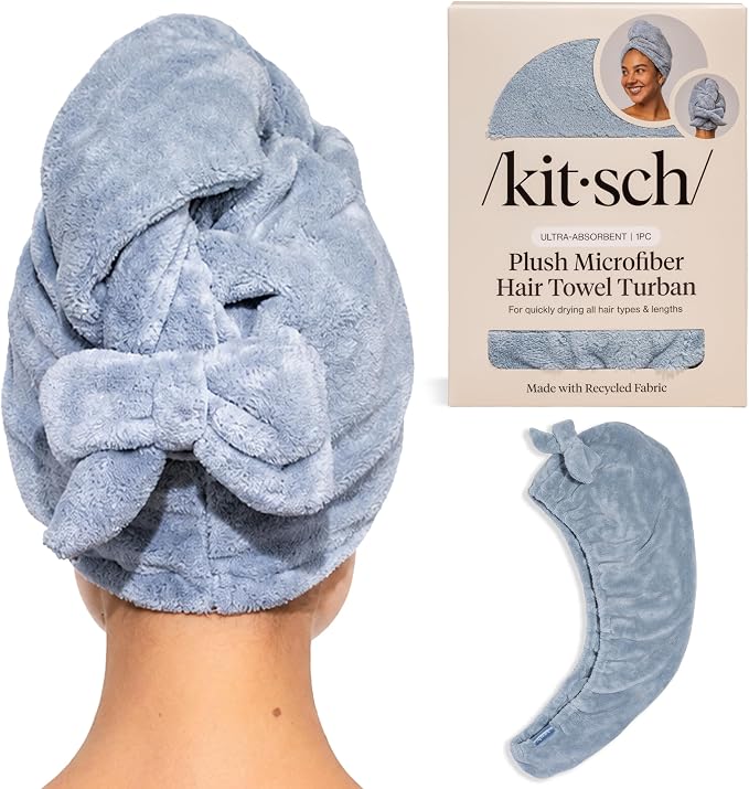 Kitsch Plush Microfiber Hair Towel Wrap for Women – Ultra Absorbent Microfiber Bath Towels for Wet, Curly, Long or Short Hair – Anti-Frizz Hair Wrap, Great Hair Care Gifts for Women