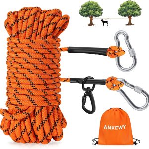 Dog Tie Out Cable for Camping 75ft, Dog Runner for Yard Hold up to 350lbs, Camping Essentials for Outside