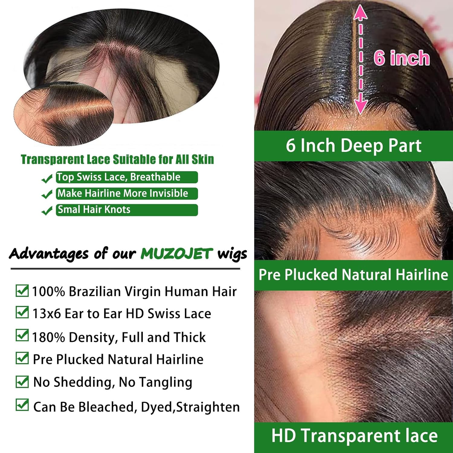 13x6 Lace Front Wigs Human Hair Pre Plucked 180 Density 26 Inch HD Body Wave Lace Front Wigs Human Hair 10A Frontal Wigs Human Hair wigs for Women Glueless Wigs Human Hair Pre Plucked Black wig - Image 3