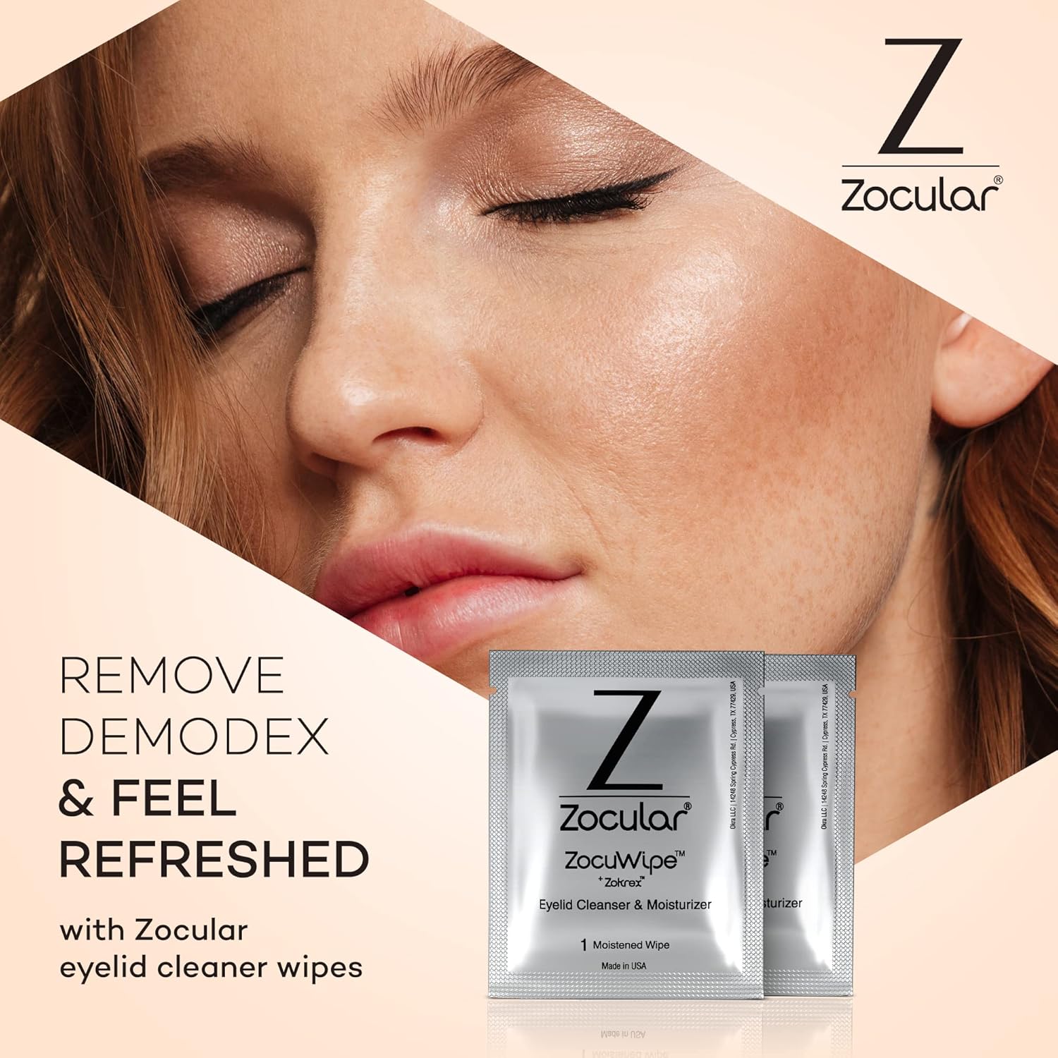 Zocular Zocuwipe Eyelid Wipes, Gentle Cleansing & Moisturizing, 30 Count | Okra-based Cleansing Formula, Eyelid Hygiene, Eyelid Comfort, Individually Wrapped, Rinse Free, Ophthalmologist-Developed - Image 3
