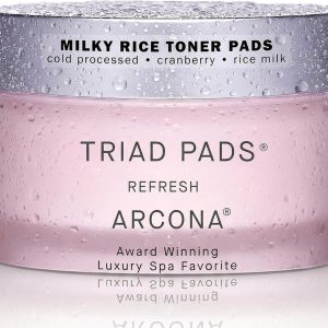 ARCONA Cranberry Triad Milky Toner Pads – Vegan Milky Toner for Face | Brightening & Hydrating Rice Toner for Face | Phyto-Nutrients & Essential Fatty Acids (45 Count)