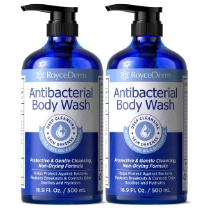 Roycederm Antibacterial Body Wash & Soap – Kills 99.9% of Germs & Bacteria – For Body Acne, Folliculitis & Odor Control – Gentle Daily Use for Men & Women (16.9 Fl Oz (Pack of 2))