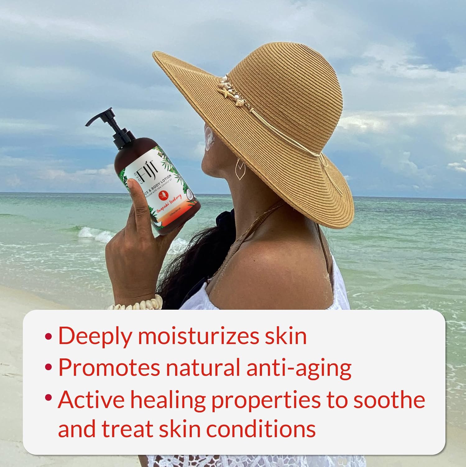 Coco Fiji Face & Body Lotion Infused With Coconut Oil | Lotion for Dry Skin | Moisturizer Face Cream & Massage Lotion for Women & Men | Awapuhi Seaberry 12 oz, Pack of 3 - Image 3