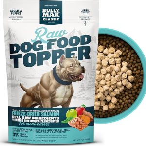 Bully Max Freeze-Dried Raw Dog Food Toppers for Puppies & Adult Dogs - Salmon with Real Fruits & Veggies - Meal Enhancers with Vitamins & Minerals - Feed as Puppy Treat or Dog Meal