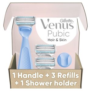 Gillette Venus Intimate Grooming Women's Razor for Pubic Hair and Skin, Bikini Razor, Handle + 3 Razor Refills
