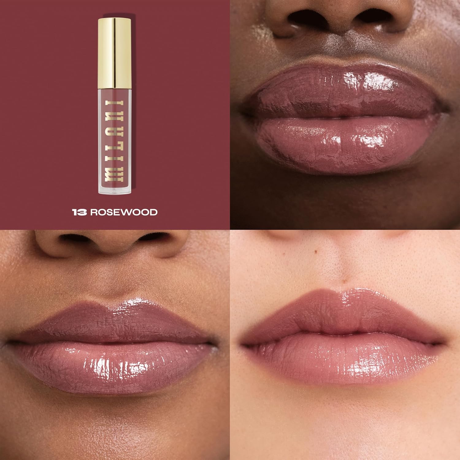 Milani Lip Gloss Set, Keep It Full Nourishing Lip Plumper with Hyaluronic Acid & Peptides for Soft, Fuller-Looking Lips (0.13 Fl. Oz. - 2 Pack) Rosewood + Soft Rose - Image 2