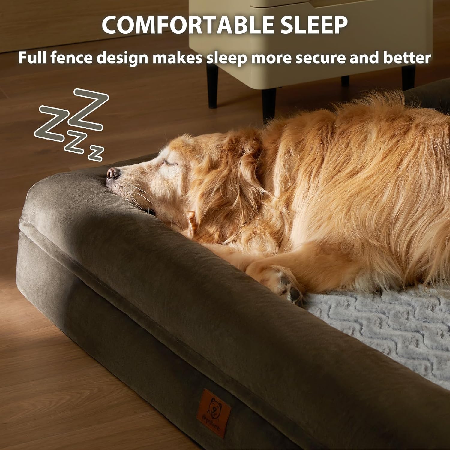 WNPETHOME XXL Extra Large Dog Bed, Washable Dog Couch with Removable Waterproof Cover, Orthopedic Pet Sofa Bed with Bolster Sides for Sleeping, 45 x 35 x 7 Inches - Image 3