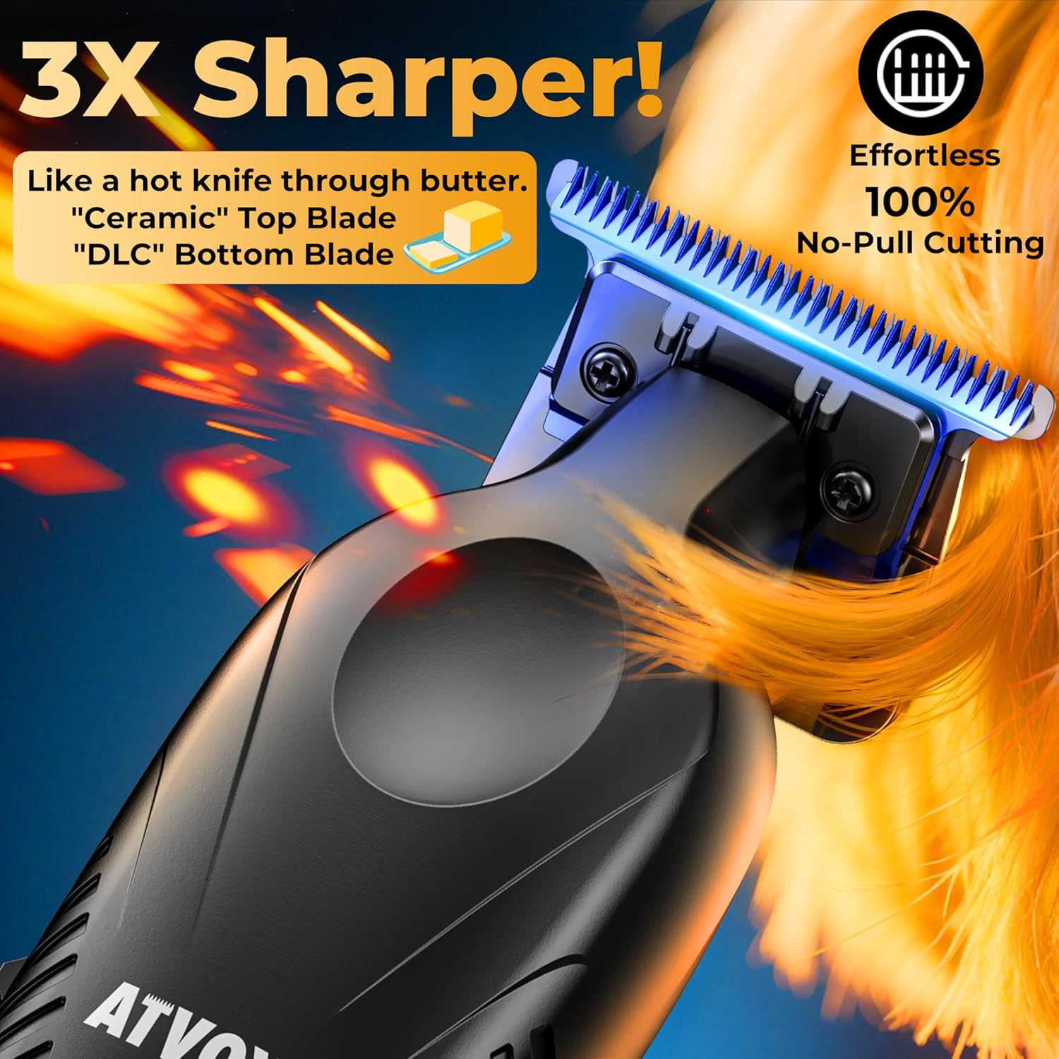 Zero Gap 9,000 RPM Brushless Professional T Blade Trimmer for Men: Cordless Hair/Beard Clipper Edger Liner Outliner with LED Display 300min Runtime Fast Charging Stand Travel Pouch - Image 2