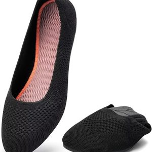 poemlady Women’s Ballet Flat Shoes Dress Shoes Knit Round Toe Slip On Ballerina Walking Flats Shoes for Woman Low Wedge Casual