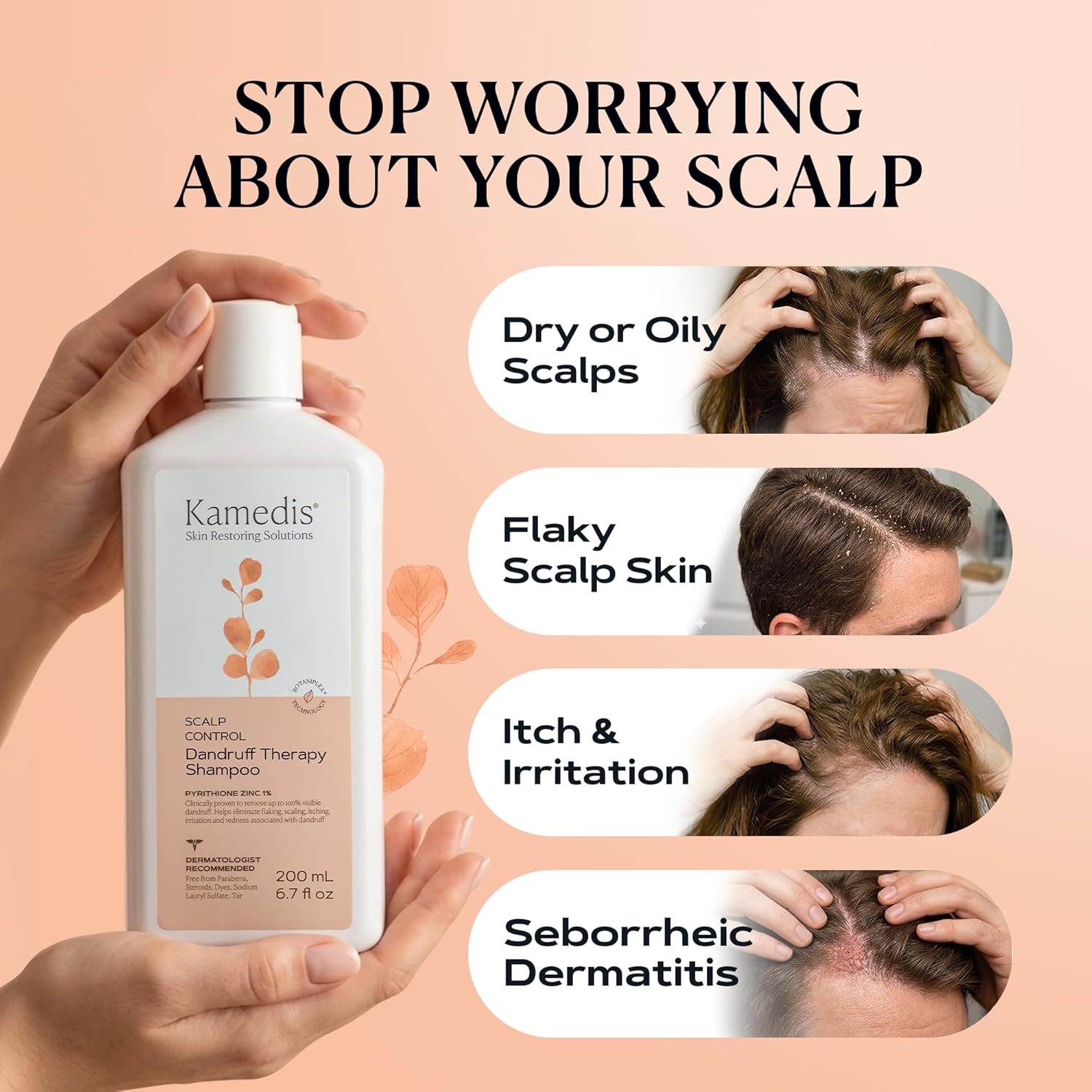KAMEDIS Scalp Savior – Itchy Dry Scalp Treatment & Seborrheic Dermatitis Relief. Anti Dandruff Shampoo Clinically Formulated With Zinc Pyrithione & Salicylic Acid. Gentle SLS Free Formula. 16.9 Fl Oz - Image 2