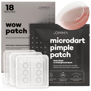 OMMA Korean Microdart Acne Patch, Cystic Acne Treatment, Micropoint Pimple Patches for Face for Early-Stage Painful Zits, Salicylic Acid & Tea Tree - 17 mm Zit Stickers (18 Count)