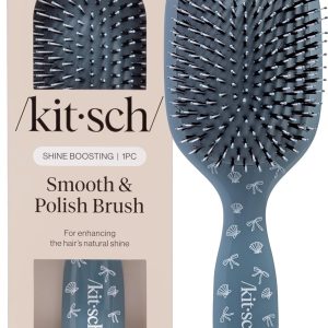 Kitsch Smooth & Polish Brushes – Dual Bristle Brush, Frizz Control Detangler Hair Brush, Nylon Hairbrush for Women Cushioned Pad for Scalp Massage, Hair Tool for All Hair Types - Coastal Blue Print