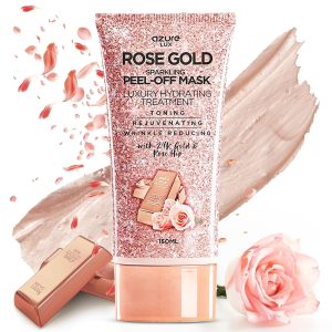 AZURE Sparkling Peel-Off Masks Bundle - Rose Gold Hydrating Peel-Off Mask - 24K Gold Firming Peel-Off Mask - Charcoal & Pearl Anti-Aging Skincare - 150 ml / 5.07 fl.oz