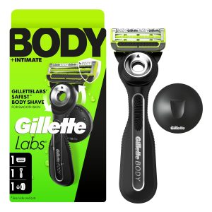 Gillette Labs Body + Intimate Razor For Men, Handle + 1 Blade Refill, Magnetic Shower Hanger