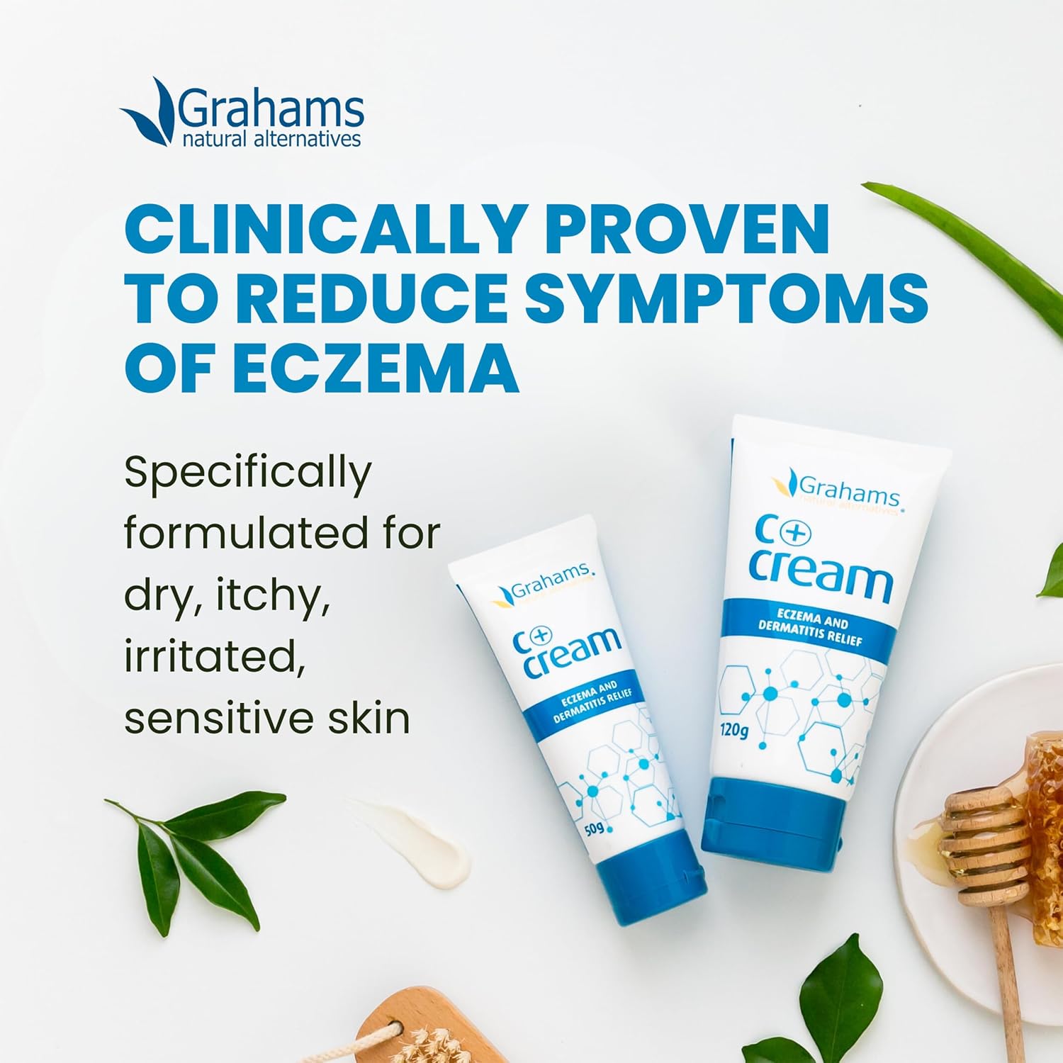 Grahams Natural C+ Eczema & Dermatitis Cream - All-Natural, Steroid-Free - Manuka Honey & Calendula - Clinically Proven Eczema Lotion for Kids & Adults - Itch Relief Cream for Extremely Dry Skin - Image 2