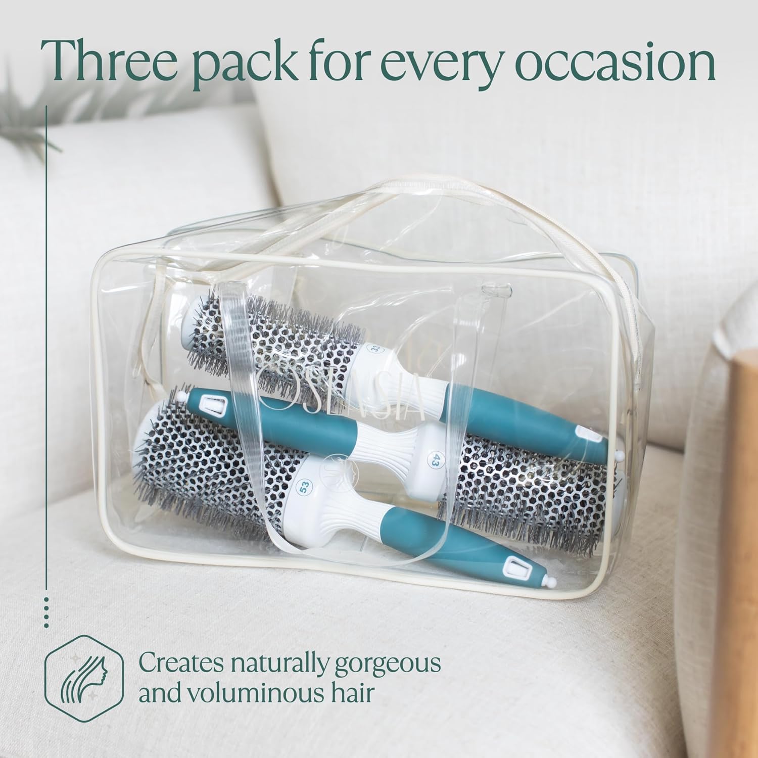 Professional Blow Drying Brush Set - Ceramic Ionic Thermal Brushes for Styling Wet Hair, 3 Round Brushes with Travel Bag for Women - Image 3