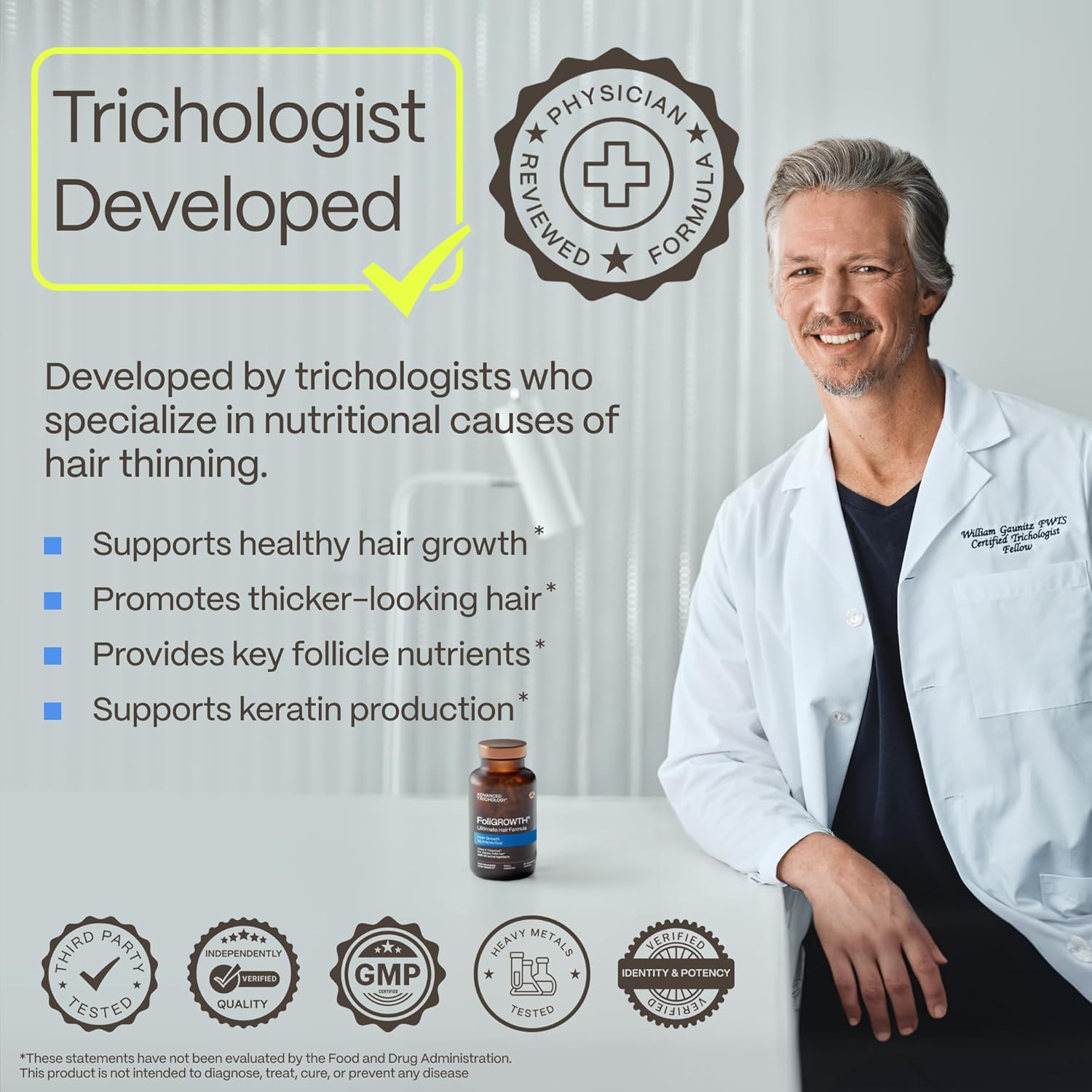 FoliGROWTH® Hair Growth Supplement for Women & Men | for Thicker, Fuller Hair | Supports Thinning Hair, Backed by 20 Years of Experience in Hair Loss Treatment Clinics - Image 3