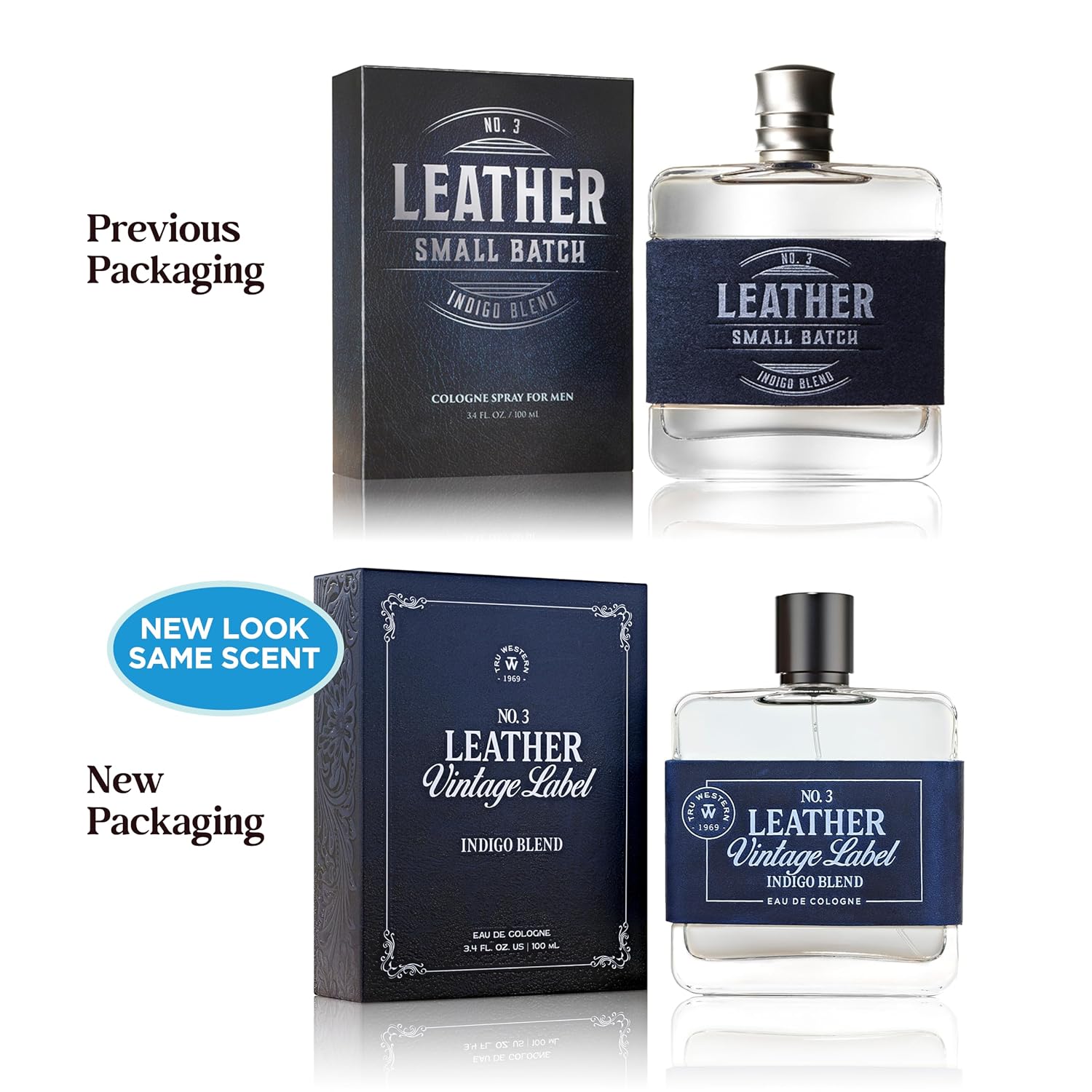 Tru Western Leather #3 Indigo Blend Men's Cologne, 3.4 fl oz (100 ml) - Clean, Smooth, Masculine - Image 3
