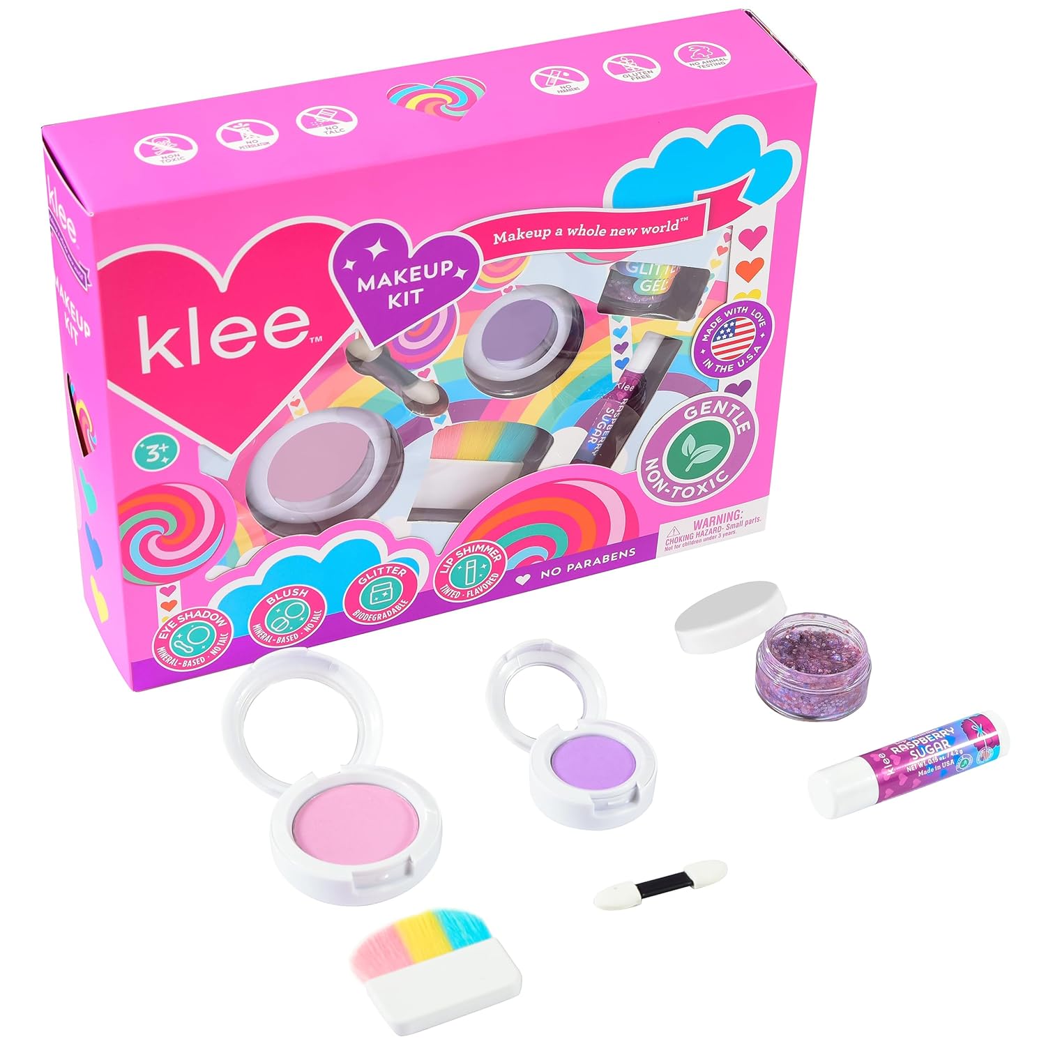 Klee Naturals Makeup Kit with Eye Shadow, Blush, Glitter Gel and Lip Shimmer. Kid-Friendly and Non-Toxic. Made in USA. (Whirl With It) - Image 3