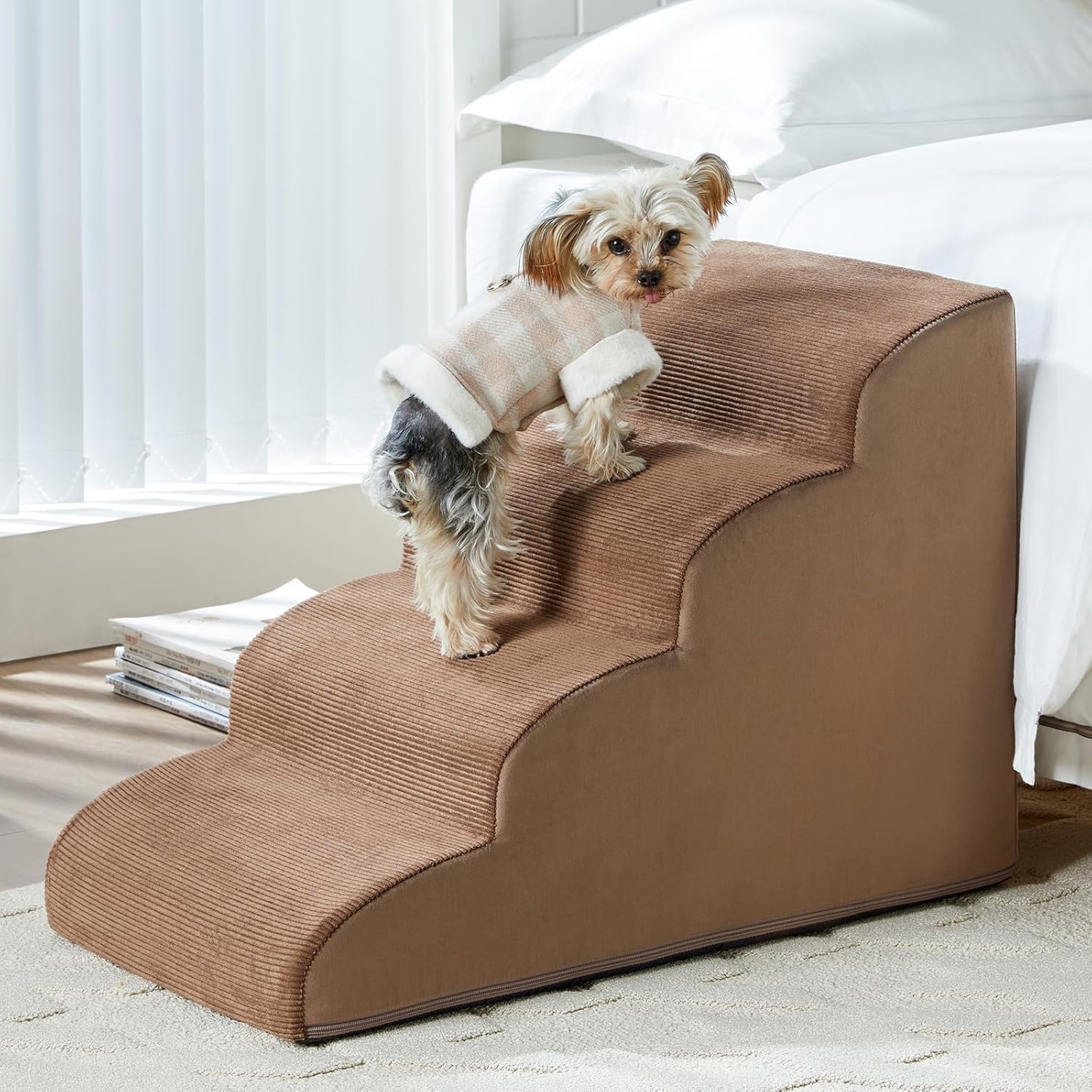 LEXTRO Dog Stairs for Bed, 4-Steps Dog Ramp for Bed, Pet Stair with Highly Supportive Foam and Non-Slip Bottom, Pet Stairs for Large Dogs and Medium Dogs (High 19.7 Inch) - Image 3