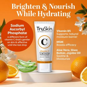 TruSkin Vitamin C Face Cream - Brightening & Hydrating Daily Moisturizer with Vitamin E, B5, Jojoba Oil & Green Tea - Smooth, Radiant-Looking Skin, 4 Fl Oz