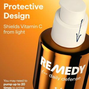 Remedy for Daily Defense | 15% Vitamin C Complex Brightening Serum | Stabilized Vitamin C with Next-Gen Antioxidants, Ferulic Acid, Ectoin | Fragrance Free | By Dermatologist Dr. Shah | 1 Fl Oz