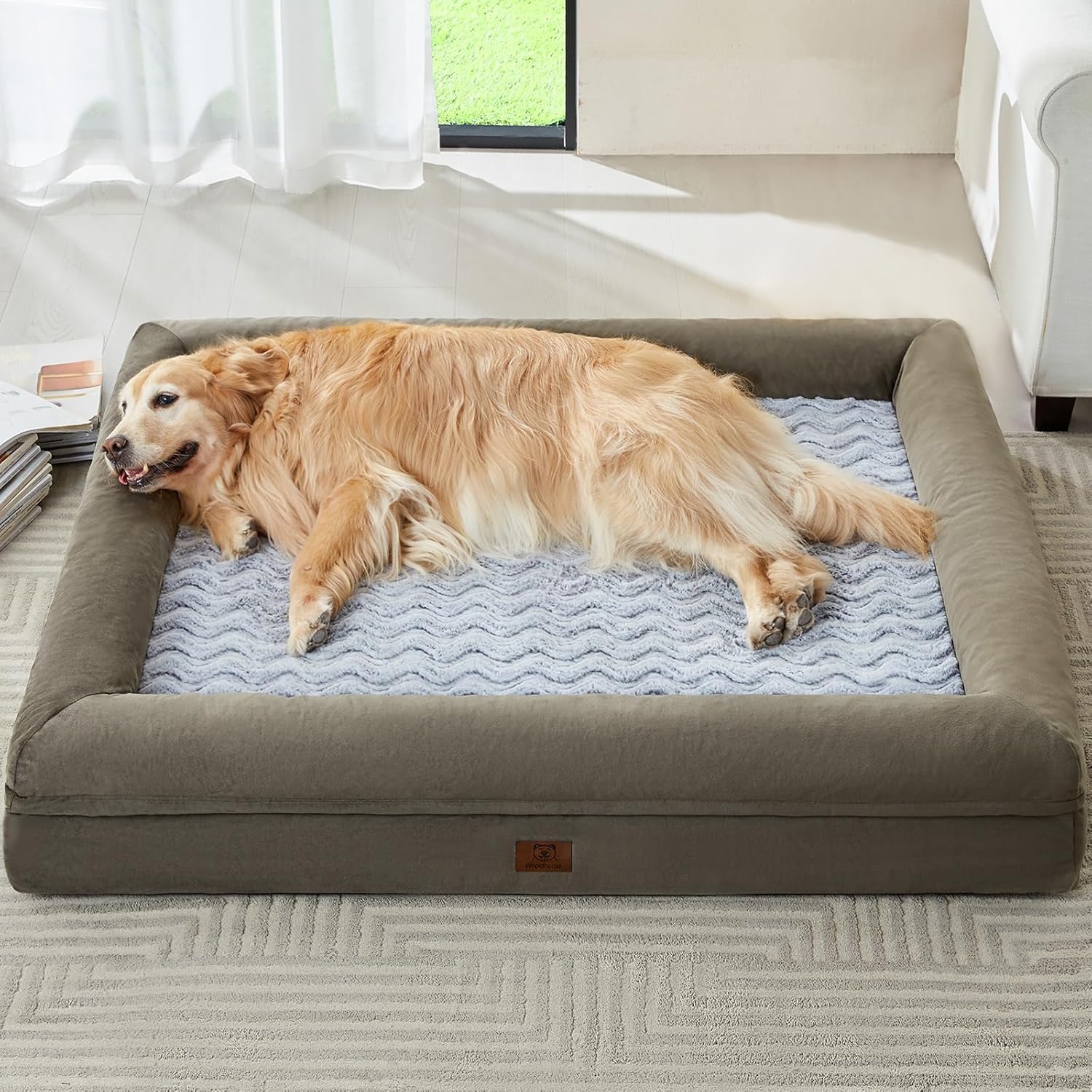 WNPETHOME XXL Extra Large Dog Bed, Washable Dog Couch with Removable Waterproof Cover, Orthopedic Pet Sofa Bed with Bolster Sides for Sleeping, 45 x 35 x 7 Inches - Image 2