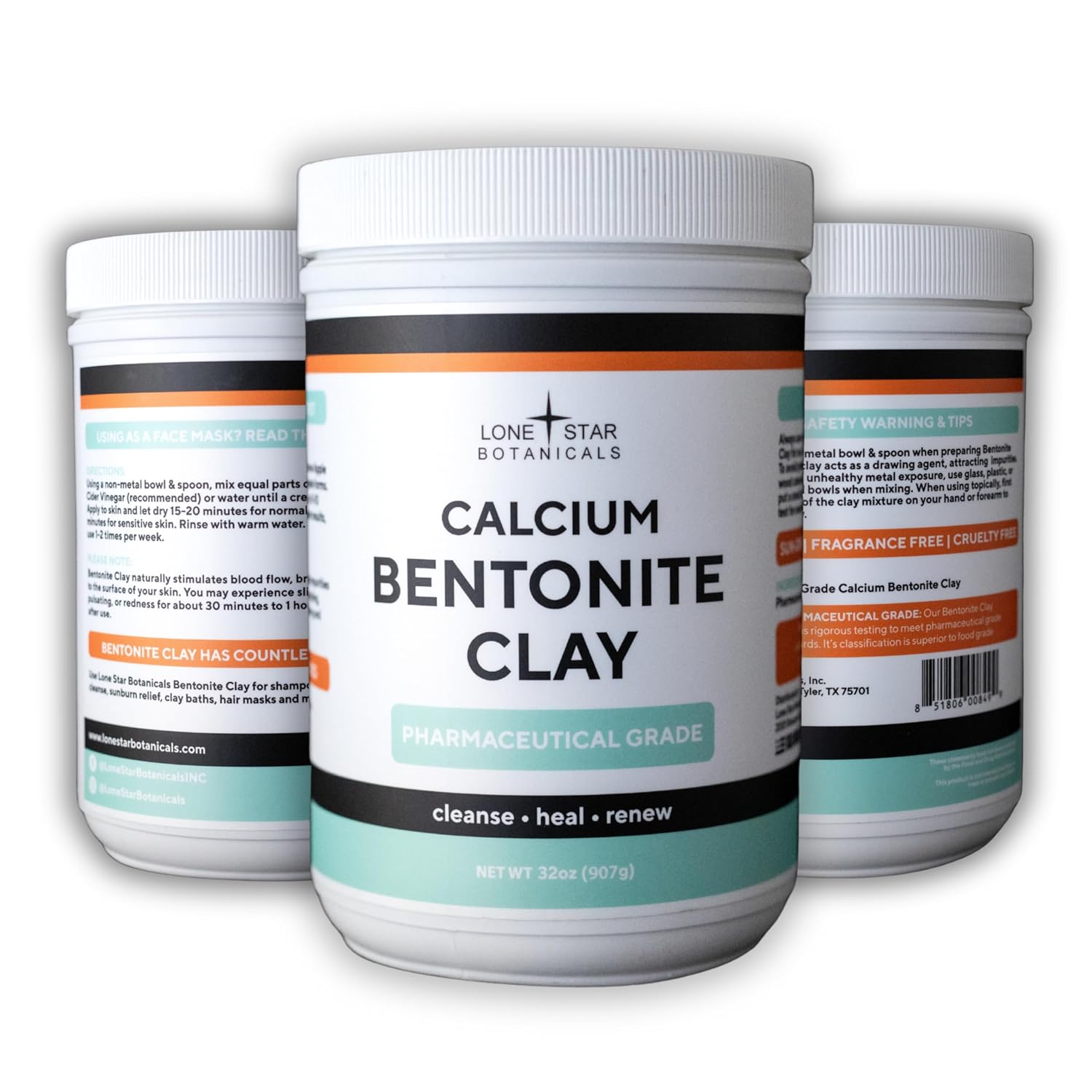 Calcium Bentonite Clay Healing Powder - Pure Pharmaceutical - Face, Body & Hair Detox Mask, Natural Mud Masks, Deep Pore Cleansing for Health & Beauty