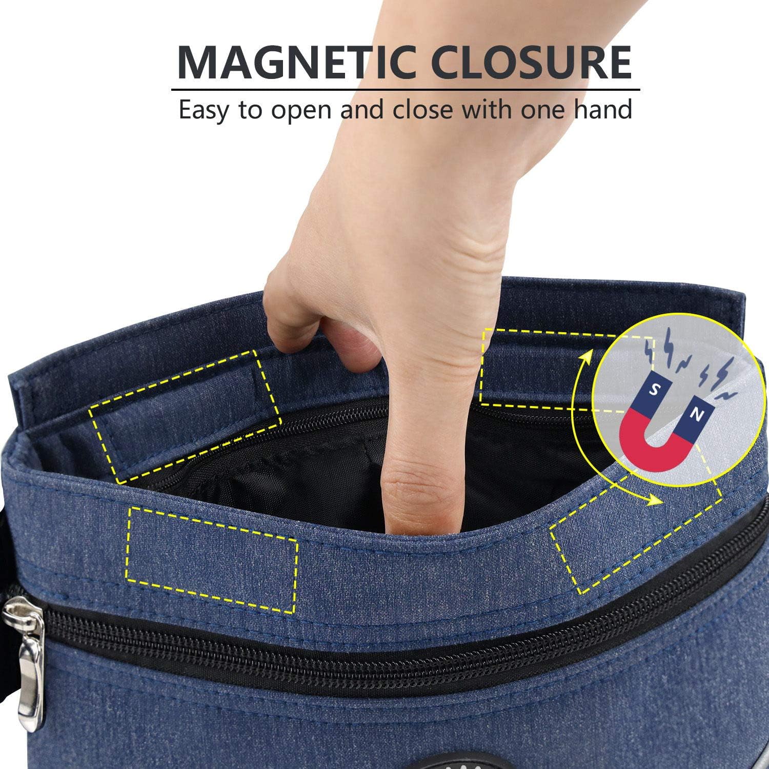 Viklluyr Dog Treat Pouch Bag with Magnetic Closure, Dog Food Carrier with Removable Inner Pocket, Perfect Dog Training Bag for Agility Training - Including Carabiner - Image 2