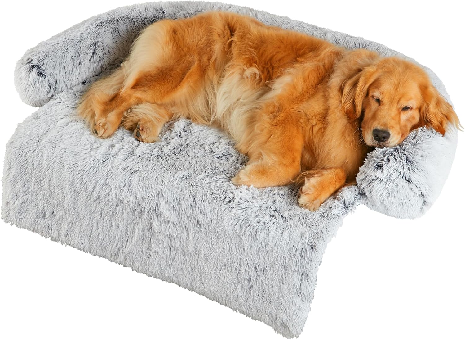Codi Large Calming Dog Bed for Couch – Anti-Anxiety Sofa Protector Mat for XL Dogs, 45''x37''x6'', Machine Washable, Fluffy & Cozy with Non-Slip Bottom, Light Grey