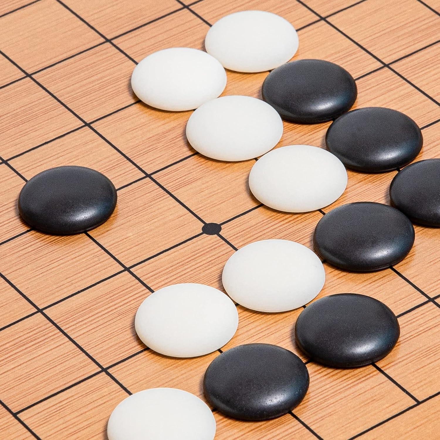 19 x19 Folding Go Game Set Board with and Bamboo Bowls and Imitation Jade Go Pieces。 - Image 2