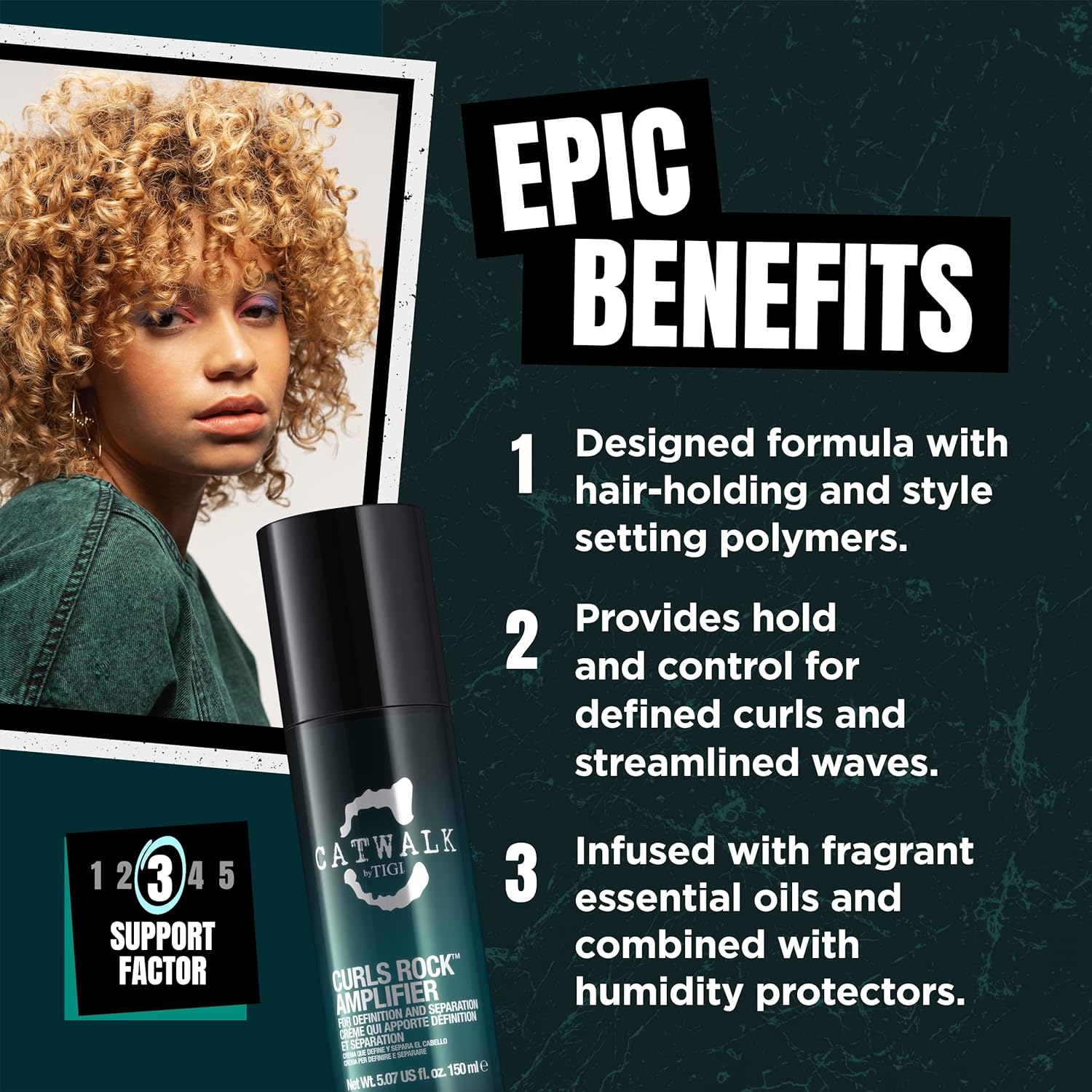 Catwalk Curls Rock Amplifier Shaping Cream by TIGI 2-Pack – Curl Cream for Defining Wavy, Curly Hair – Flexible Hold, Frizz Control + Anti-Humidity, Scented, 5.07 Oz Ea - Image 2