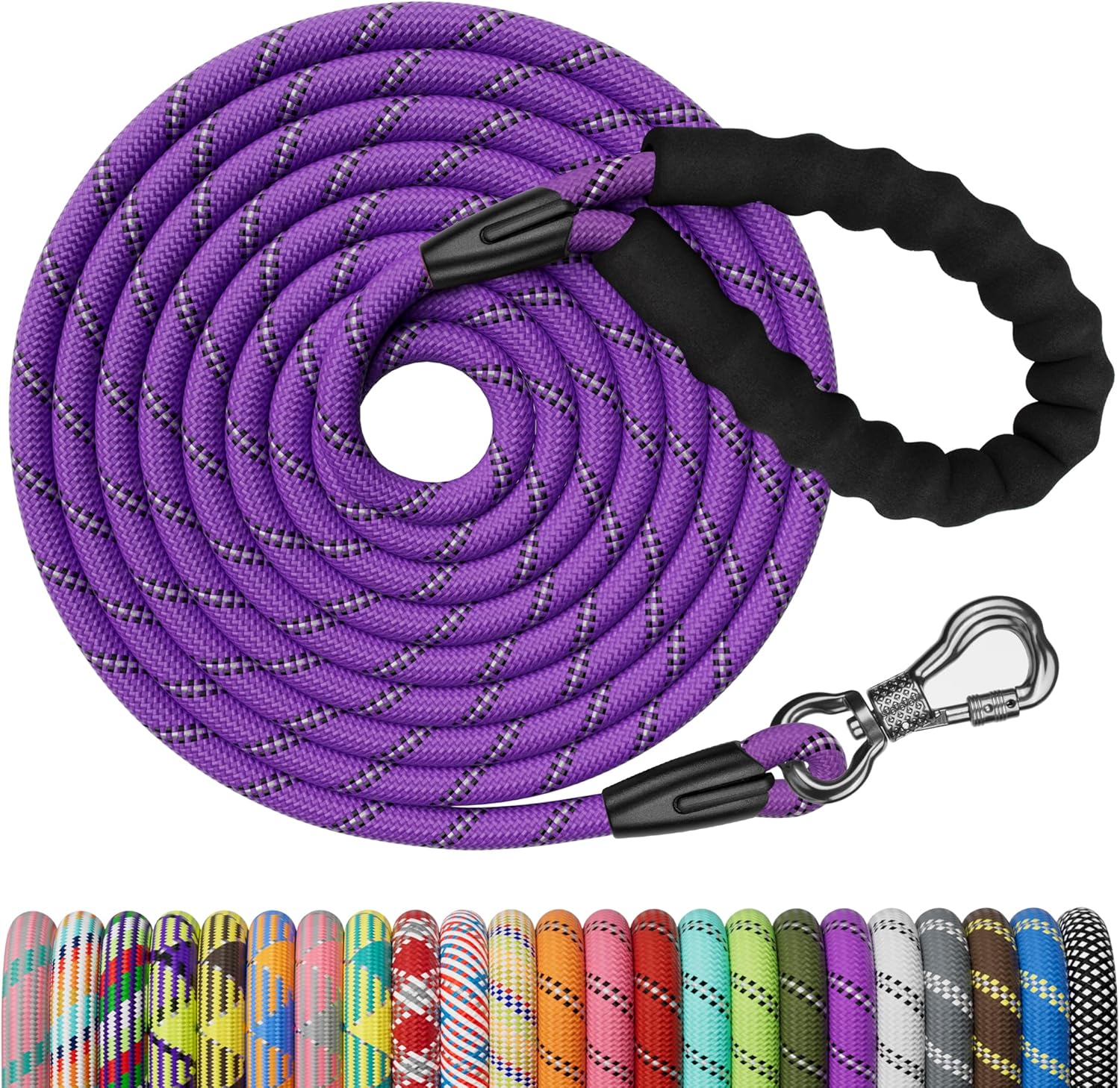 NTR Long Leash, 150FT Extra Long Leash for Large Breed Dog with Swivel Lockable Hook, Purple Heavy Duty Dog Lead for Walking, Hunting, Camping, Backyard - Image 2