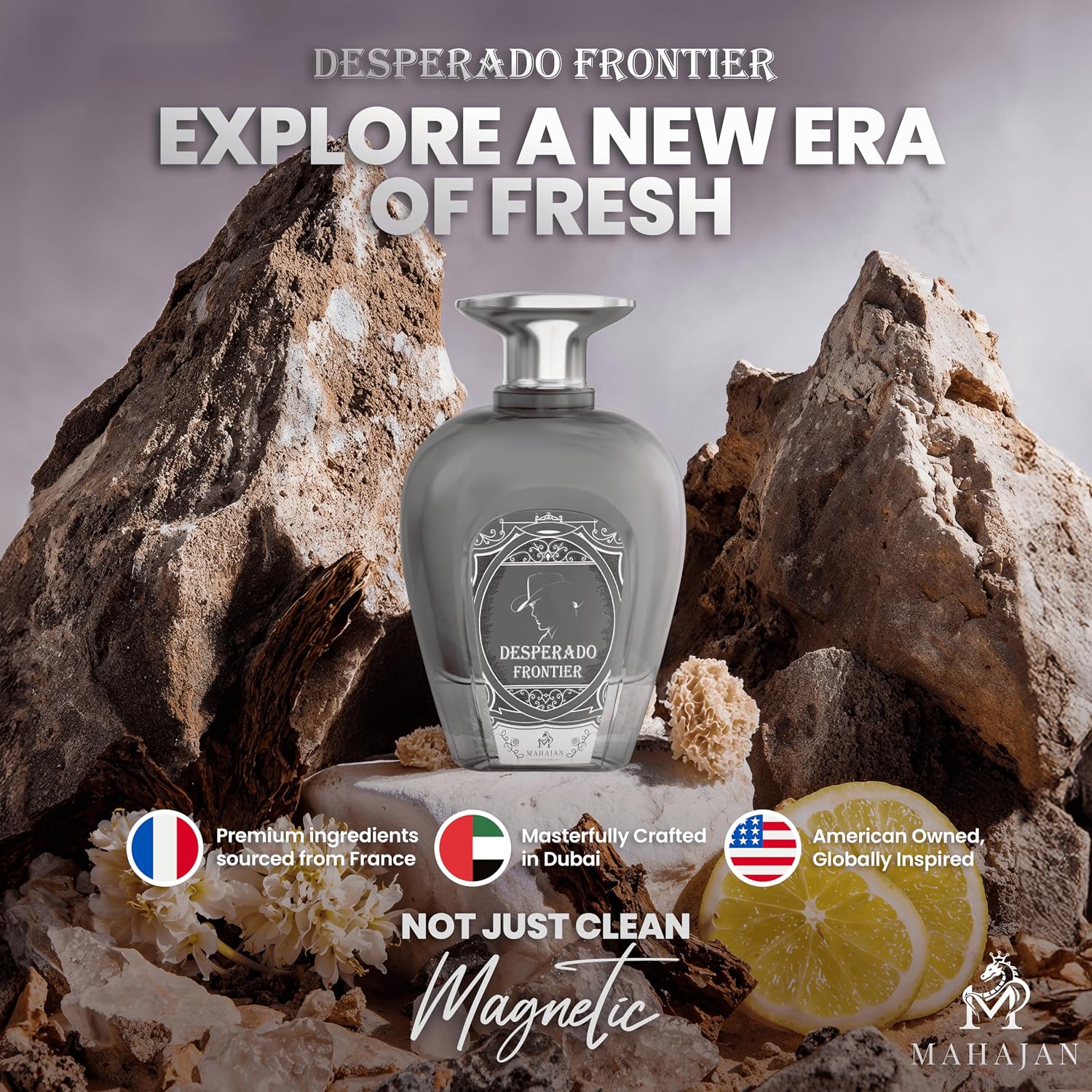 Mahajan Desperado Frontier Eau de Parfum – Rugged & Fresh Men’s Cologne – Spicy Citrus & Warm Woods – Bold, Masculine, All-Day Long-Lasting Perfume (3.4 oz) - Image 2