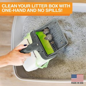 Neater Pet Brands Neater Scooper Standard Litter Scoop, 60 Refill Bags – Mess-Free Cat Litter Scooper with Bag, Spill-Proof Kitty Box Sifter, Bin Doubles as Scoop Holder, for Single-Cat Households