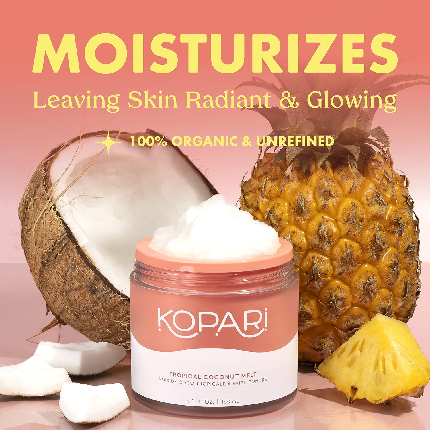 Kopari Organic Tropical Coconut Melt, Multi Purpose Moisturizer, 100% Unrefined Coconut Oil, Body, Hair and Face, Clean & All Natural, 5 oz - Image 3