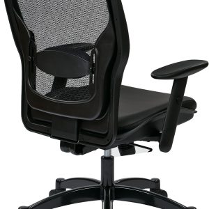 Space Seating 24 Series Professional Breathable Mesh Back Manager's Adjustable Office Chair with Bonded Leather Seat, Black
