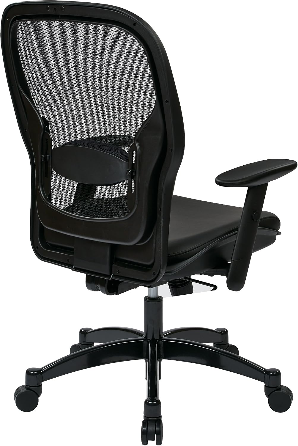 Space Seating 24 Series Professional Breathable Mesh Back Manager's Adjustable Office Chair with Bonded Leather Seat, Black